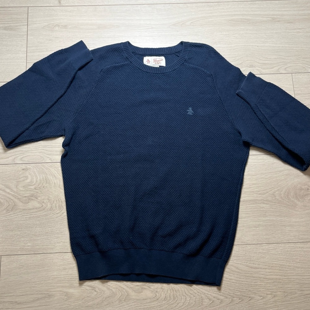 Original Penguin Men's Sweater Navy Pullover Long Sleeve Medium
